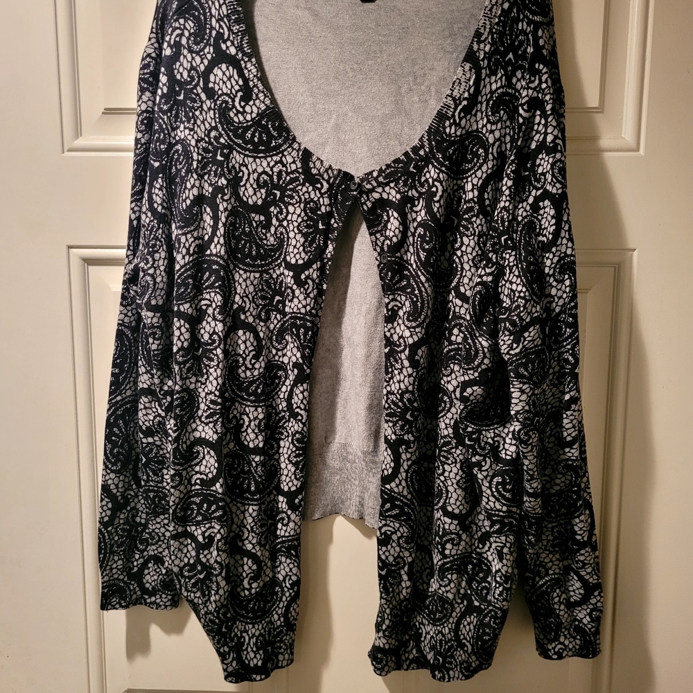 Lane Bryant Black and White Lace Cardigan